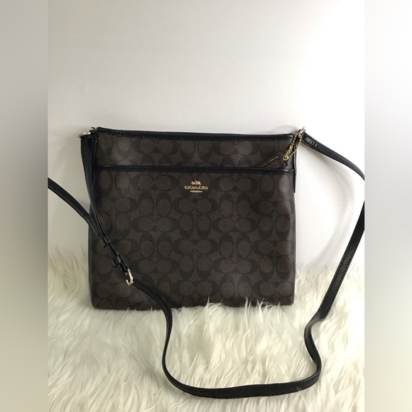 Coach Handbags - Coach Rowan File Bag Signature  Shoulderbag Crossbody Black/Brown